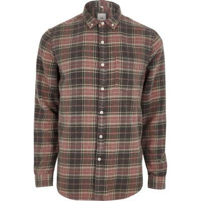 River Island Mens Check Button-down Long Sleeve Shirt