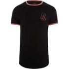 River Island Mens Embroidered Muscle Fit Crew Neck T-shir