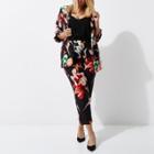 River Island Womens Plus Floral Print Tapered Leg Trousers