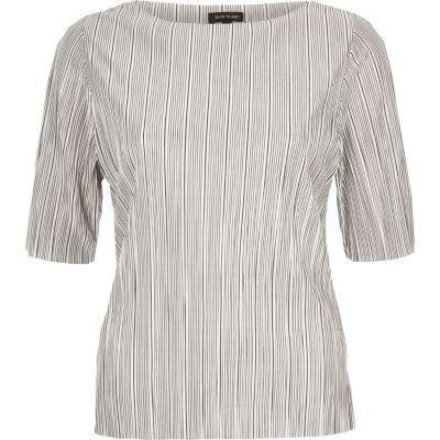 River Island Womens White Stripe Pleated Top