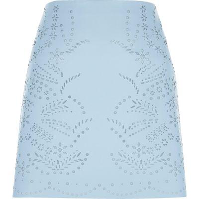 River Island Womens Laser Cut Faux Leather Mini Skirt