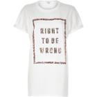 River Island Womens White Sequin Slogan Print Oversized T-shirt