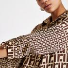 River Island Womens Ri Monogram Ruched Sleeve Blouse