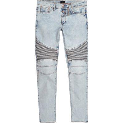 River Island Mens Acid Wash Biker Skinny Jeans