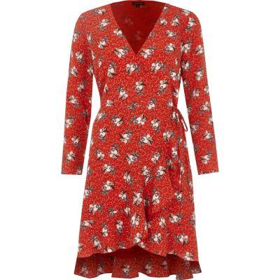 River Island Womens Floral Print Frill Wrap Dress