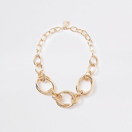 River Island Womens Gold Colour Chunky Circle Necklace