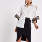 River Island Womens Cold Shoulder Tassel Sleeve Shirt