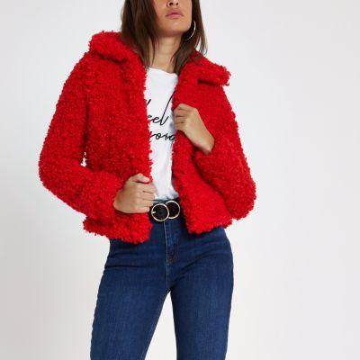 River Island Womens Shearling Fur Cropped Jacket