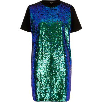 River Island Womens Sequin Oversized T-shirt Dress