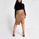 River Island Womens Plus Suede Button Front Pencil Skirt