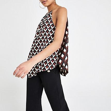 River Island Womens Geo Print Halter Neck Top
