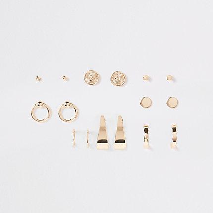 River Island Womens Gold Tone Coin And Hoop Stud Earrings Pack