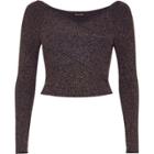 River Island Womens Sparkly Wrap Crop Top