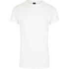 River Island Mens White Pique Crew Neck Rolled Sleeve T-shirt