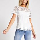 River Island Womens White Broiderie Lace Short Sleeve T-shirt