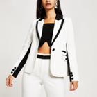 River Island Womens White Colour Blocked Single Button Blazer