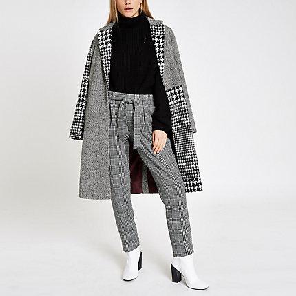 River Island Womens Check Tie Front Tapered Trousers