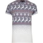 River Island Mens White Faded Fairisle Print T-shirt