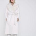 River Island Womens Petite Faux Fur Collar Robe Belted Coat