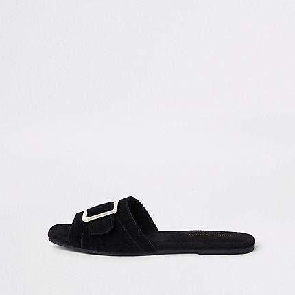 River Island Womens Suede Buckle Mules