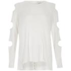 River Island Womens White Slash Long Sleeve Top