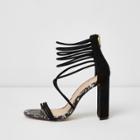 River Island Womens Strappy Suede Leather Block Heel Sandal