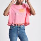 River Island Womens Pom Pom 'alla Moda' Print Boxy T-shirt