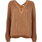 River Island Womens Knitted Lace-up Slouchy Jumper