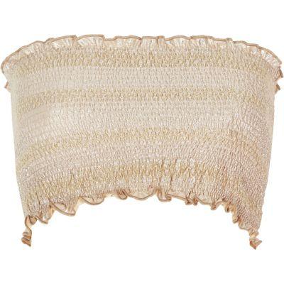 River Island Womens Metallic Shirred Bandeau Crop Top