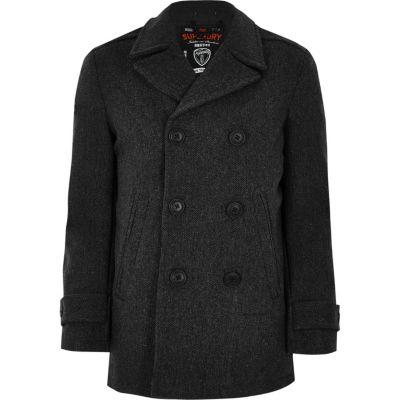 River Island Mens Superdry Wool Blend Pea Coat