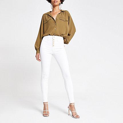 River Island Womens White Hailey High Rise Jeans