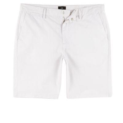 River Island Mens White Slim Fit Chino Shorts
