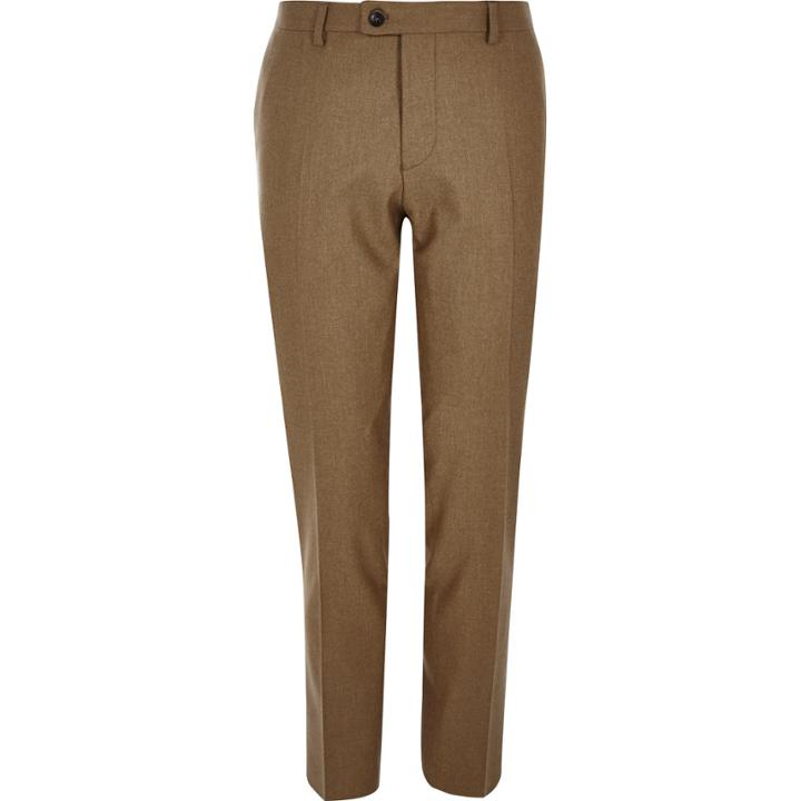 River Island Menscamel Wool-blend Skinny Suit Trousers