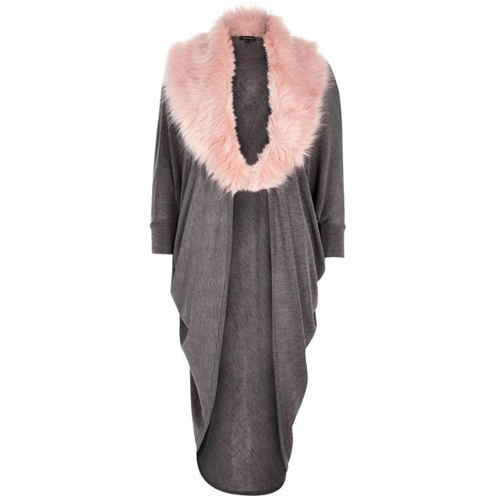 River Island Womens Drape Faux Fur Collar Cardigan