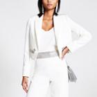 River Island Womens White Diamante Pocket Cropped Blazer