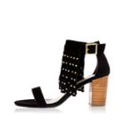 River Island Womens Suede Fringed Studded Sandals