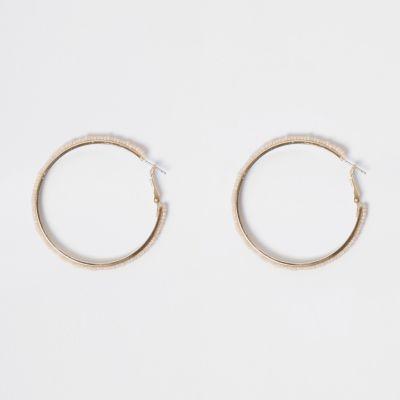 River Island Womens Gold Tone Seedbead Hoop Earrings