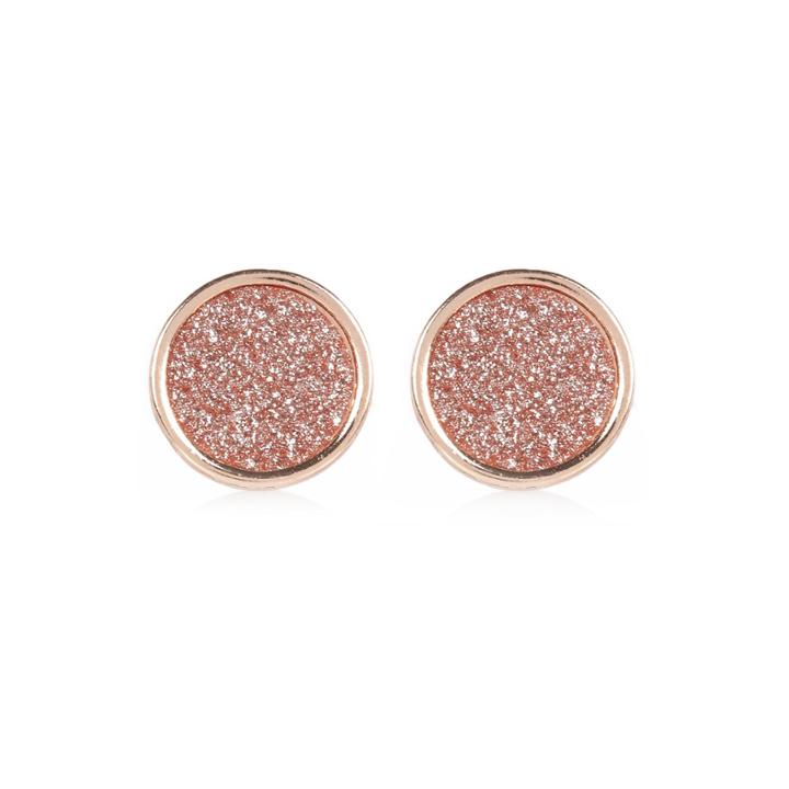 River Island Womens Rose Gold Tone Glitter Stud Earrings