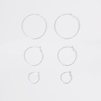 River Island Womens Silver Tone Hoop Earring Multipack