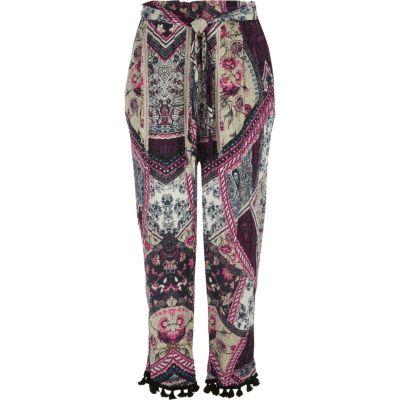 River Island Womens Patchwork Print Tapered Trousers