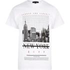 River Island Mens White New York Print T-shirt
