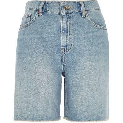 River Island Womens Light Authentic Longline Denim Shorts