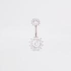 River Island Womens White Silver Cubic Zirconia Belly Bar