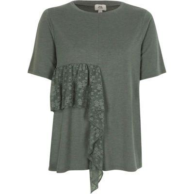 River Island Womens Lace Frill T-shirt
