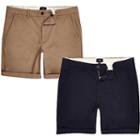 River Island Mens And Navy Skinny Chino Shorts 2 Pack