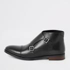 River Island Mens Leather Buckle Strap Boot