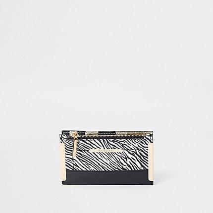 River Island Womens White Zebra Print Mini Foldout Purse