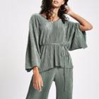 River Island Womens V Neck Tie Waist Kimono Top