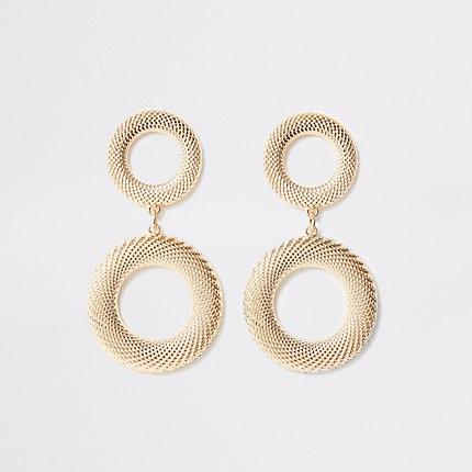 River Island Womens Gold Color Textured Drop Earrings