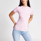 River Island Womens Ri Embossed Fitted High Neck T-shirt